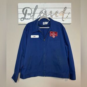 Vintage Old Milwaukee Best navy blue delivery driver zip up jacket